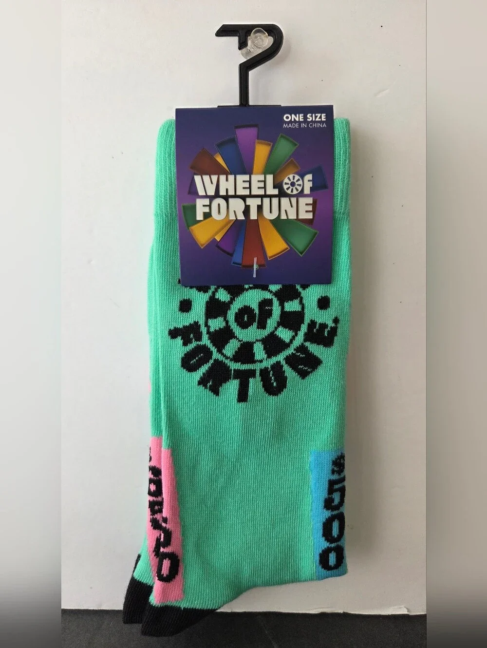 Official Wheel of Fortune Mint Green Novelty Crew Socks NWT Size 7-12